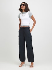 River Island Blue Multi Pocket Utility Cargo Trousers - Image 1 of 4