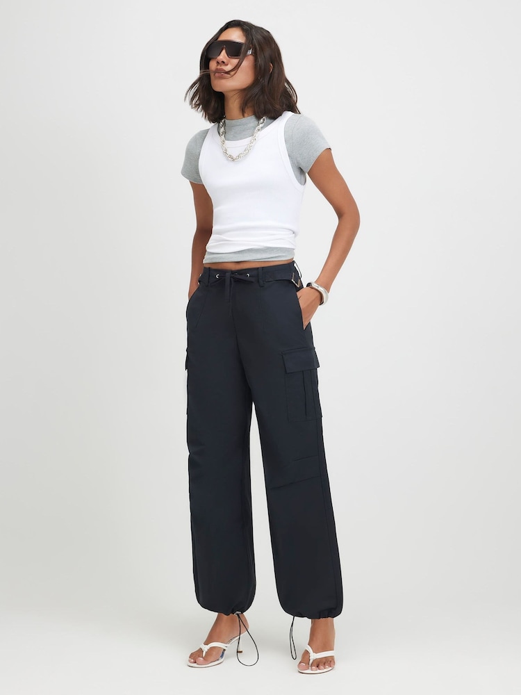 River Island Blue Multi Pocket Utility Cargo Trousers - Image 1 of 4 River Island Blue Multi Pocket Utility Cargo Trousers - Image 1 of 4