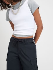 River Island Blue Multi Pocket Utility Cargo Trousers - Image 4 of 4