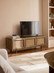 Dark Abel Mango Wood Woven Front TV Unit, Up to 65 Inch - Image 1 of 10