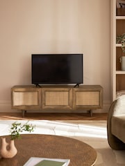 Dark Abel Mango Wood Woven Front TV Unit, Up to 65 Inch - Image 2 of 10