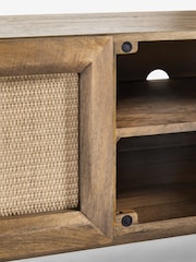 Dark Abel Mango Wood Woven Front TV Unit, Up to 65 Inch - Image 6 of 10