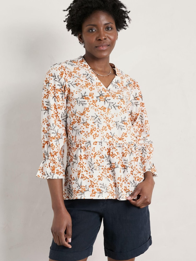 Seasalt Cornwall Natural Fountain Peplum Top - Image 1 of 6