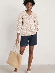 Seasalt Cornwall Natural Fountain Peplum Top - Image 3 of 6