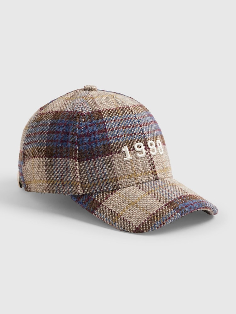River Island Brown 1998 Check Cap - Image 1 of 5 River Island Brown 1998 Check Cap - Image 1 of 5