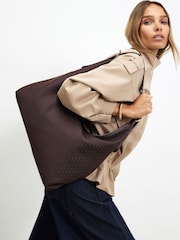 River Island Brown Monogram Jacquard Slouch Bag - Image 1 of 6