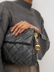Black Leather Weave Orb Shoulder Bag - Image 2 of 7