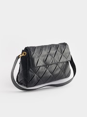 Black Leather Weave Orb Shoulder Bag - Image 3 of 7