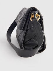 Black Leather Weave Orb Shoulder Bag - Image 5 of 7