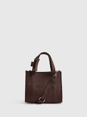 River Island Brown Monogram Jacquard Embroidered Tote Bag - Image 1 of 5