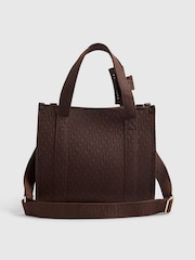 River Island Brown Monogram Jacquard Embroidered Tote Bag - Image 3 of 5