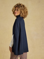 Navy High Neck Knitted Cape - Image 2 of 9