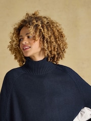 Navy High Neck Knitted Cape - Image 4 of 9