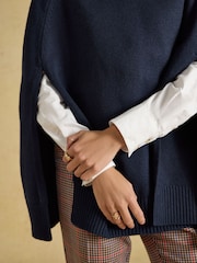 Navy High Neck Knitted Cape - Image 5 of 9
