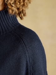 Navy High Neck Knitted Cape - Image 7 of 9