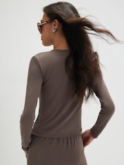 River Island Brown Long Sleeve Soft Touch Top - Image 3 of 4