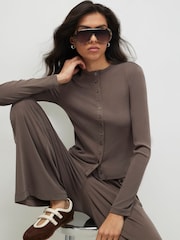 River Island Brown Long Sleeve Soft Touch Top - Image 4 of 4