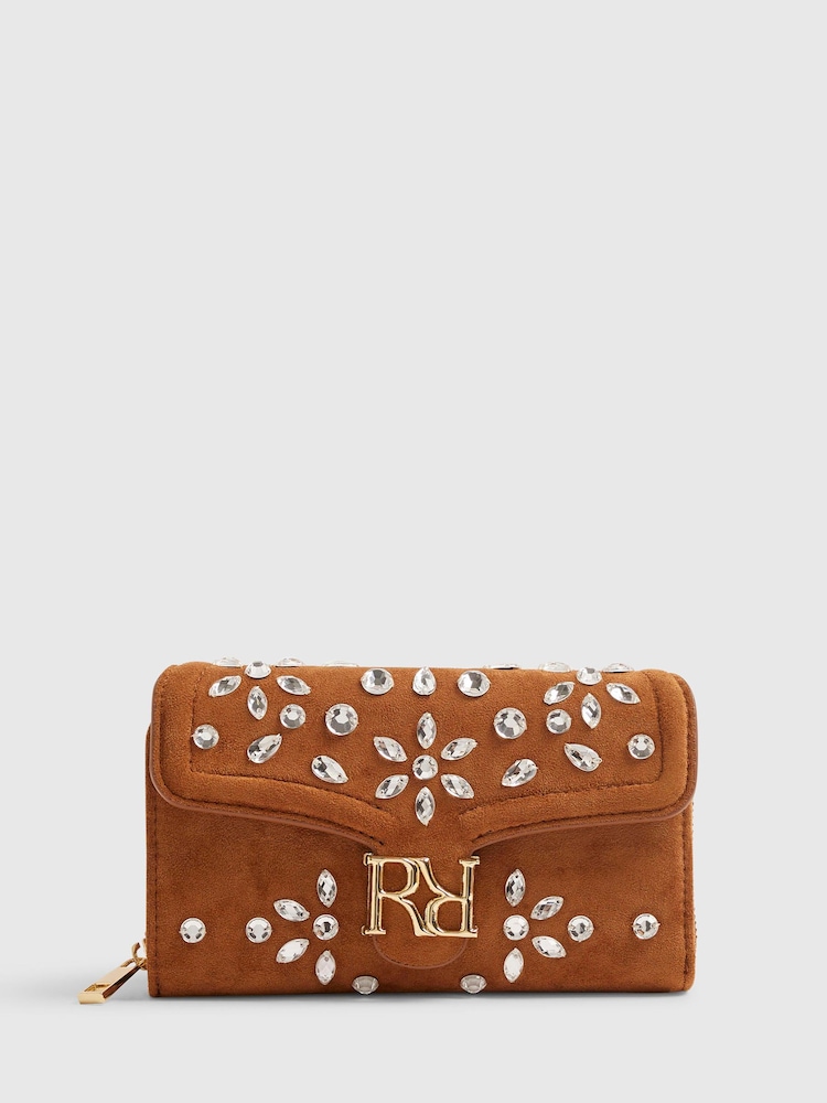 River Island Brown Diamante Tab Front Bag - Image 1 of 3