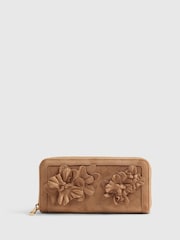 River Island Brown 3D Floral Suedette Purse - Image 1 of 5