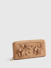 River Island Brown 3D Floral Suedette Purse - Image 3 of 5