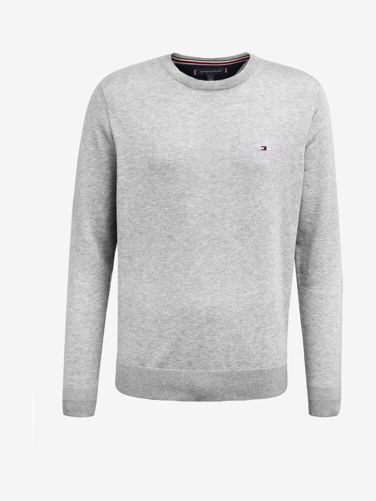 Grau - Tommy Hilfiger Core Pullover mit Rundhalsausschnitt aus Baumwolle und Seide - Bild 5 von 5