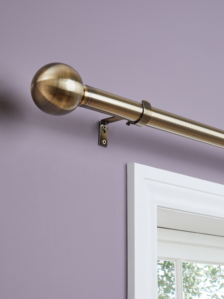 Antique Brass Ball Finial Extendable Curtain 35mm Pole Kit - Image 1 of 5