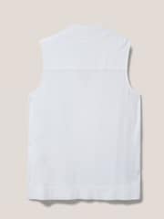 White Stuff White Celia Jersey Mix Blouse With Linen - Image 5 of 5