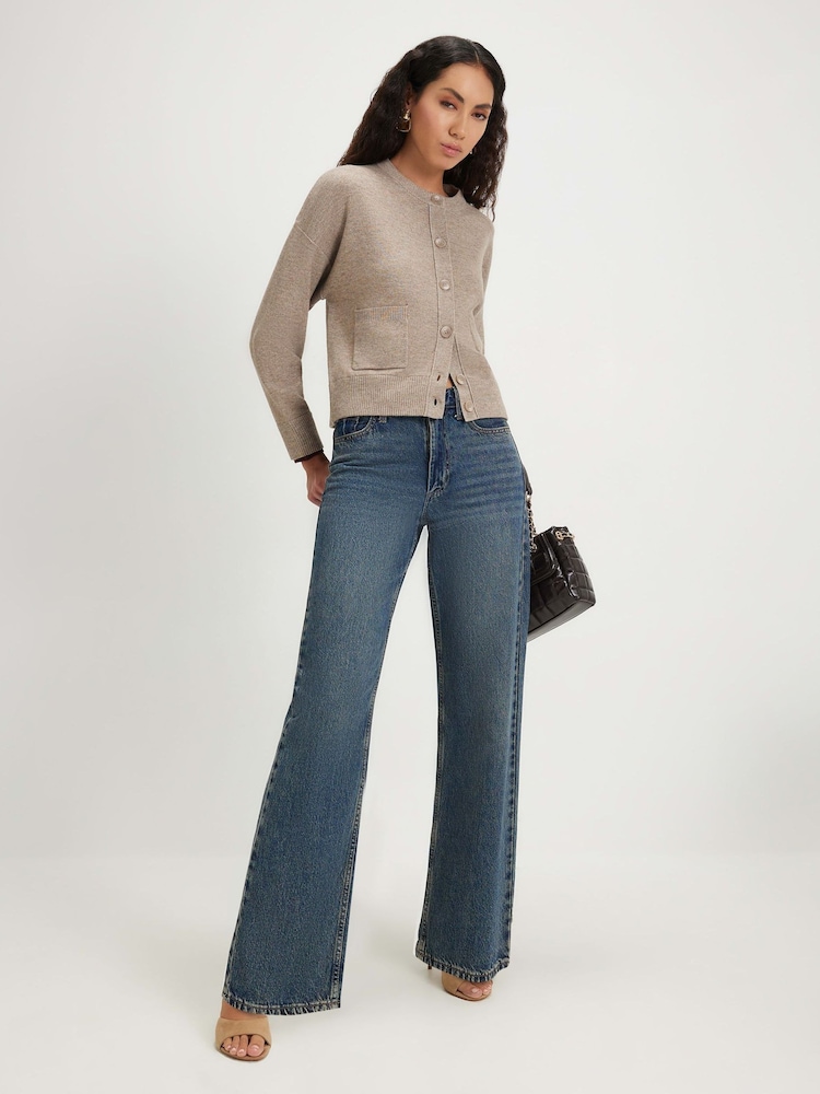 River Island Brown Clean Double Layer Cardigan - Image 2 of 4 River Island Brown Clean Double Layer Cardigan - Image 2 of 4