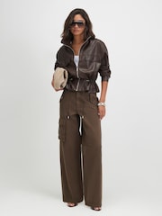 River Island Brown Drawstring Funnel Jacket - Image 2 of 4