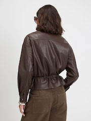 River Island Brown Drawstring Funnel Jacket - Image 3 of 4