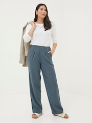 FatFace Pendeen Blue Linen Blend Trousers - Image 1 of 5