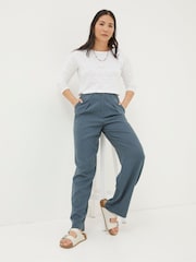 FatFace Pendeen Blue Linen Blend Trousers - Image 3 of 5