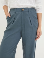 FatFace Pendeen Blue Linen Blend Trousers - Image 4 of 5