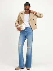 River Island Brown Casual Waisted Crop Trench Coat - Image 3 of 4