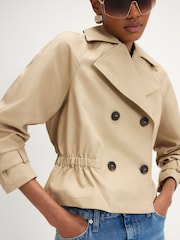 River Island Brown Casual Waisted Crop Trench Coat - Image 4 of 4