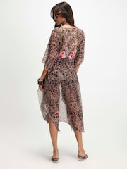 River Island Brown Leopard Print Embroidered Kaftan - Image 3 of 4