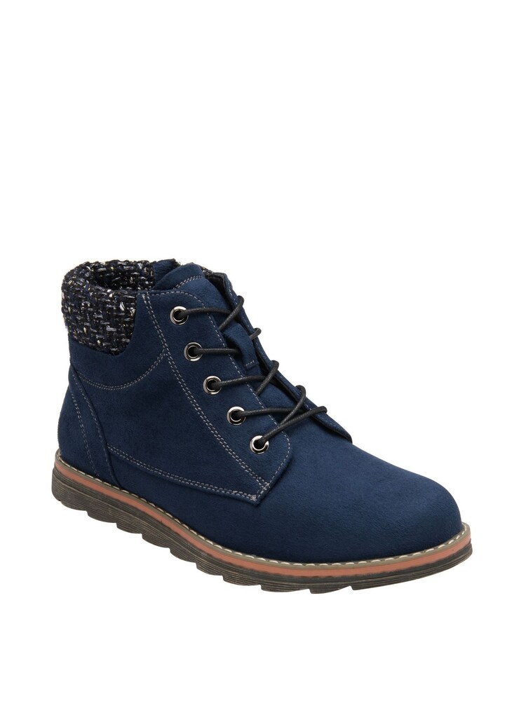 Lotus Navy Blue Lace-Up Ankle Boots - Image 1 of 4