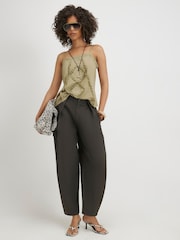 River Island Green Pleated Front Trousers - Image 1 of 4