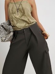River Island Green Pleated Front Trousers - Image 3 of 4