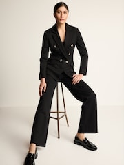 Black Ponte Fitted Double Breasted Blazer - Image 2 of 6