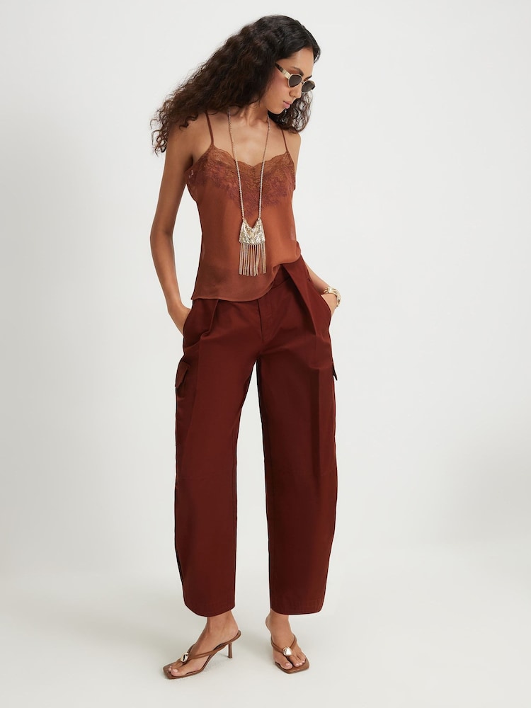 River Island Red Pleated Front Trousers - Image 1 of 4 River Island Red Pleated Front Trousers - Image 1 of 4