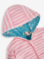 JoJo Maman Bébé Pink Animal Friends Appliqué Reversible Hoodie With Pet In Pocket - Image 4 of 7