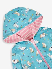 JoJo Maman Bébé Pink Animal Friends Appliqué Reversible Hoodie With Pet In Pocket - Image 5 of 7
