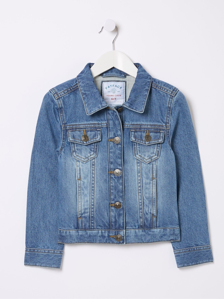 FatFace Light Blue Plain Denim Jacket - Image 6 of 6