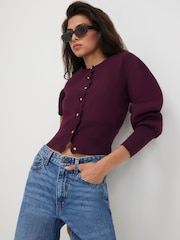 River Island Red Scallop Detail Clean Cardigan - Image 1 of 4