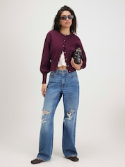 River Island Red Scallop Detail Clean Cardigan - Image 2 of 4