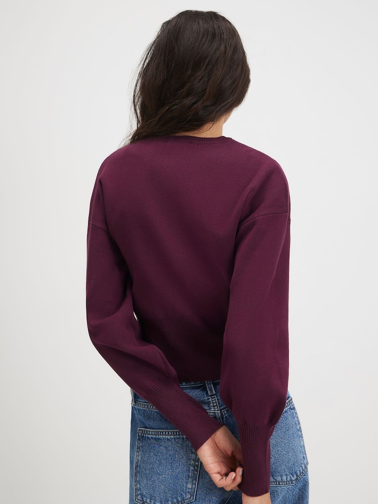 River Island Red Scallop Detail Clean Cardigan - Image 4 of 4 River Island Red Scallop Detail Clean Cardigan - Image 4 of 4