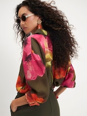 River Island Green Floral Blouse - Image 3 of 4