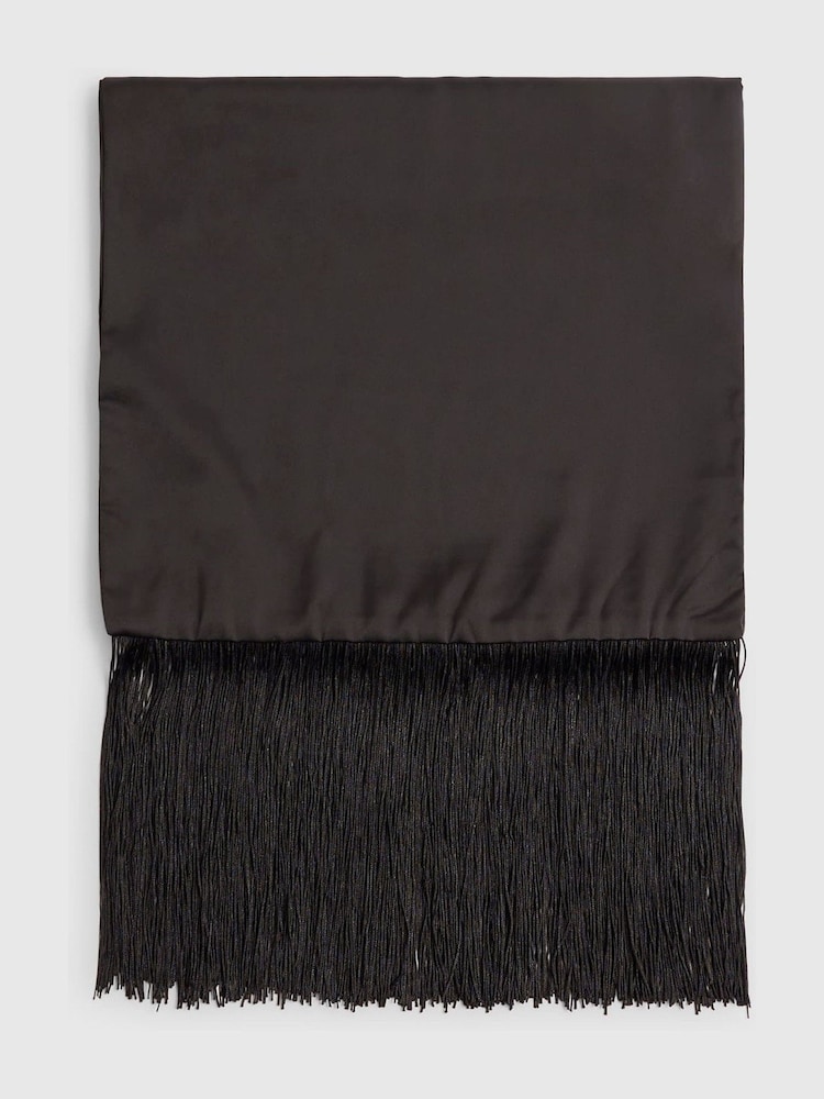 River Island Black Long Fringe Scarf - Image 4 of 4 River Island Black Long Fringe Scarf - Image 4 of 4