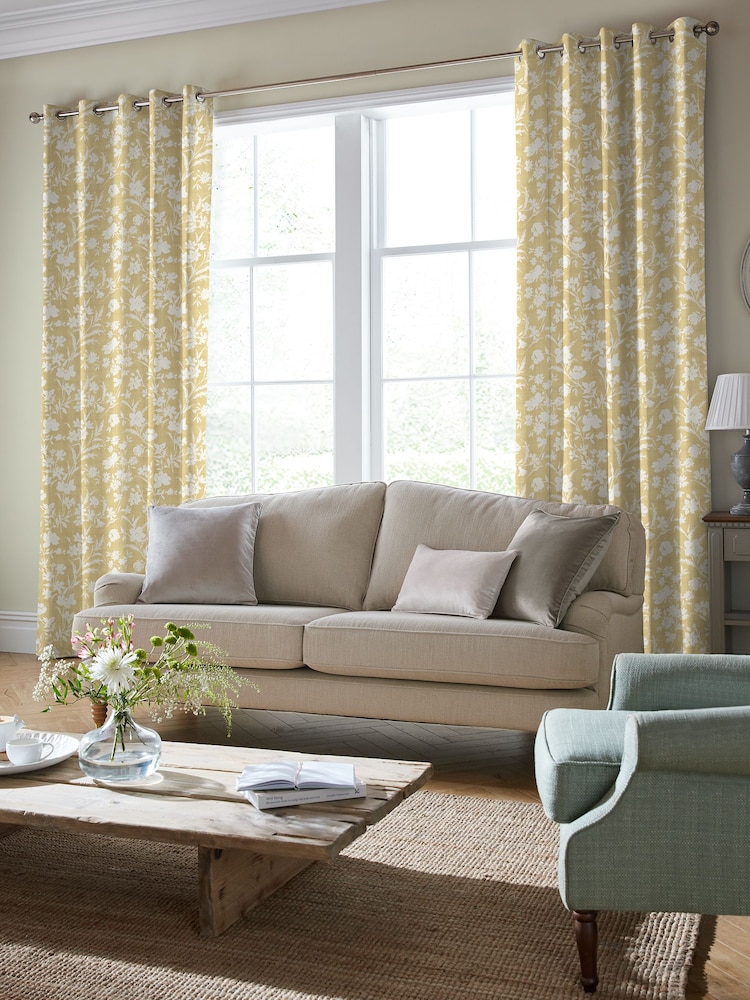 Laura Ashley Gold Rye Made to Measure 100% Cotton Curtains - Image 1 of 9